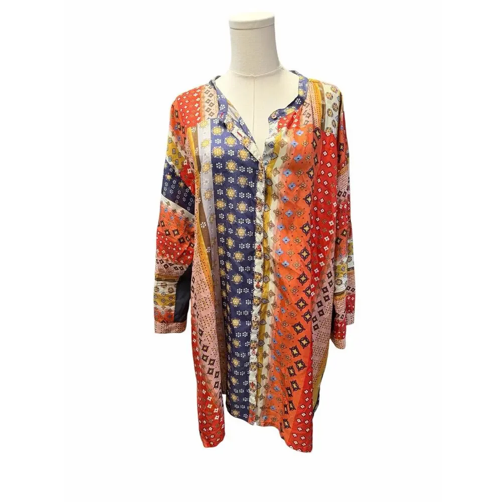 Johnny Was Patchwork Print Tunic Blouse
